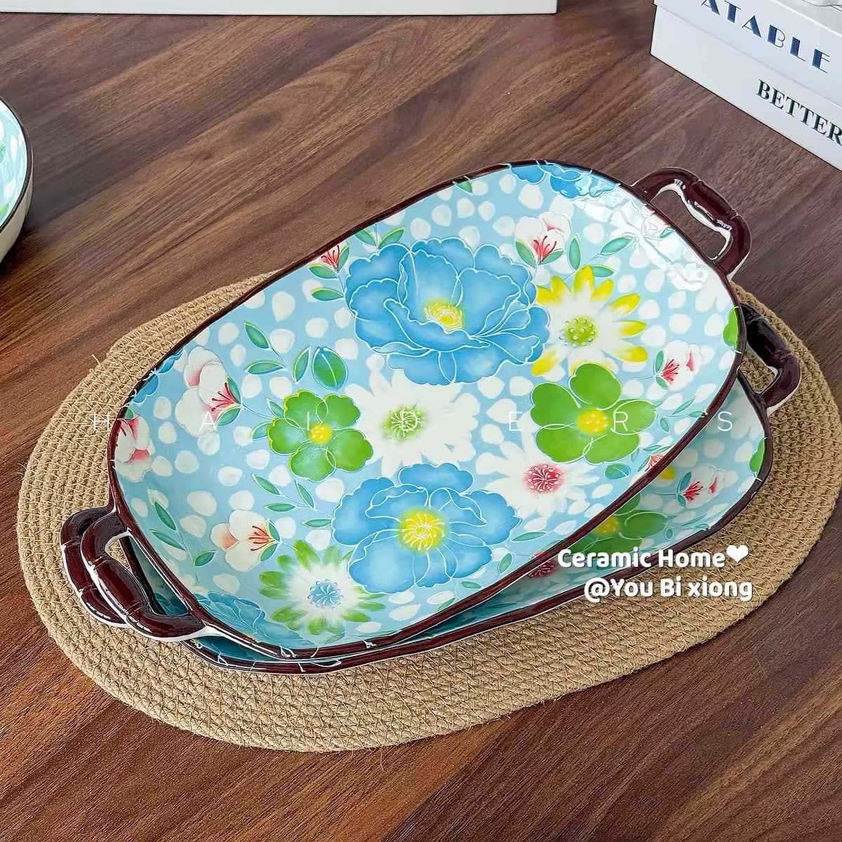 Blue Peony Serving Dish - view 1