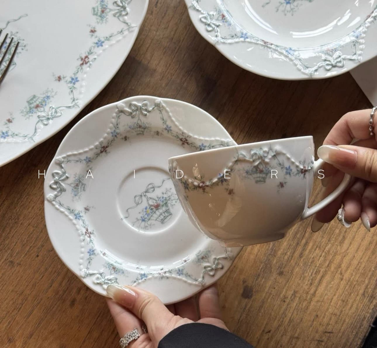 Wildflower Garland Tea Cup & Saucer - view 1