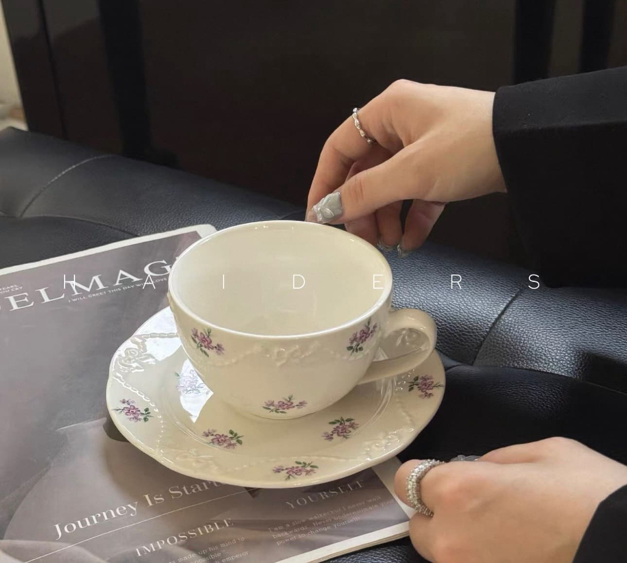 Violet Sprig Tea Cup & Saucer - view 1