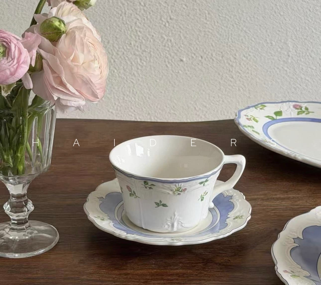 Blue Band Rosebud Tea Cup & Saucer - view 1