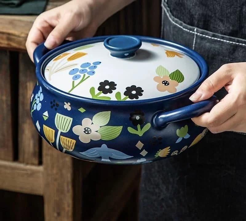 Blue Bloom Enamel Stockpot