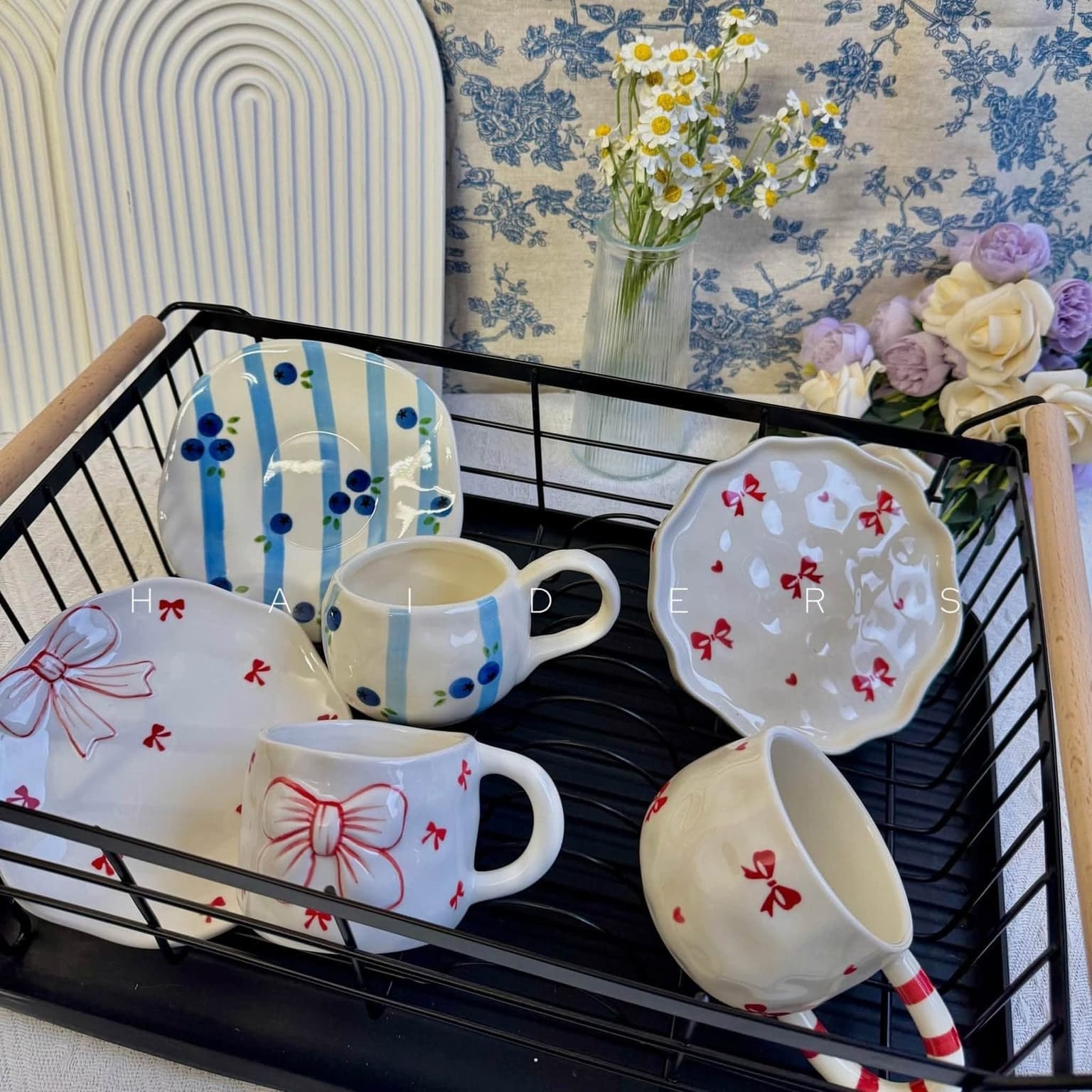 Blueberry Stripe Cup &amp; Saucer Set