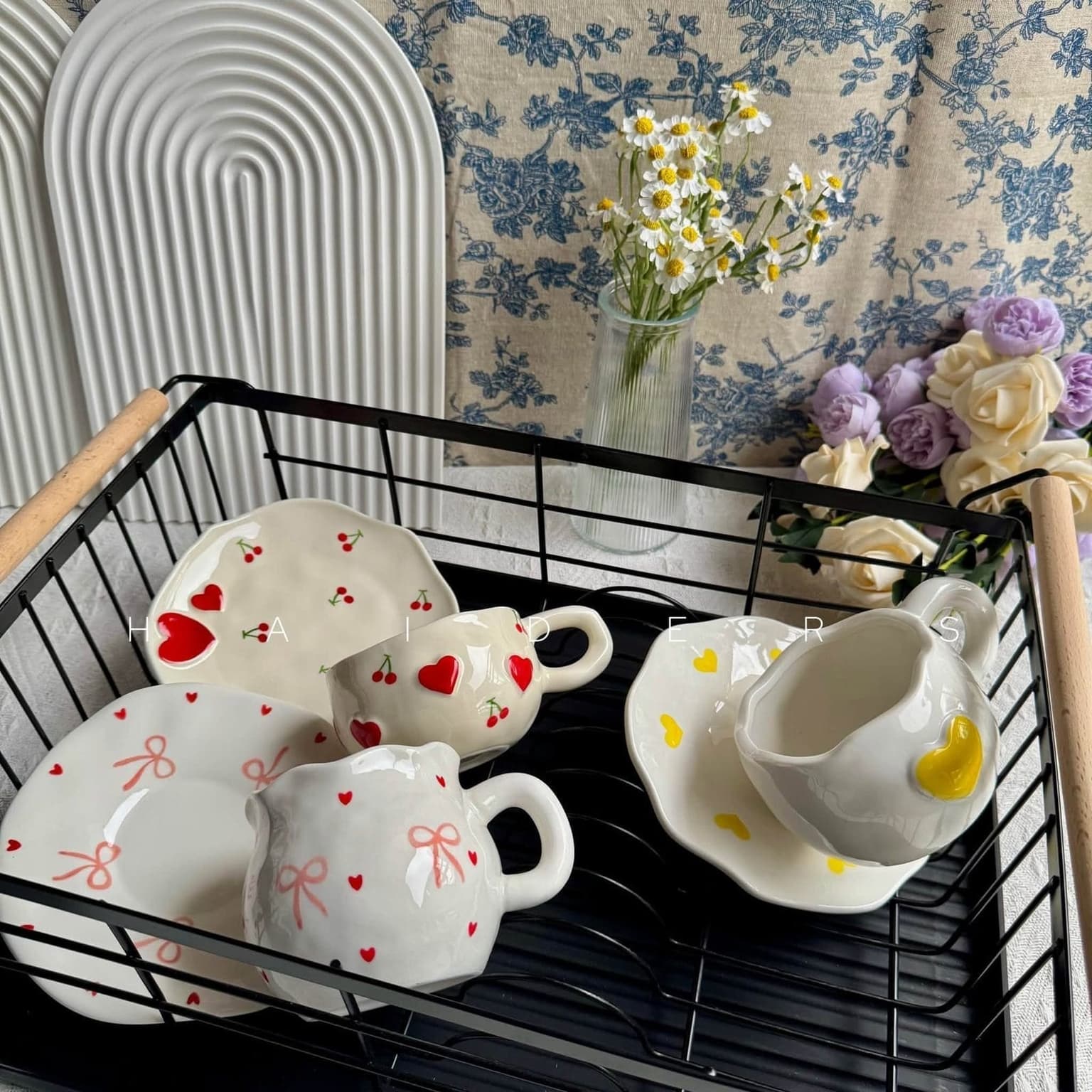 Cherry Bow Heart Cup &amp; Saucer Set