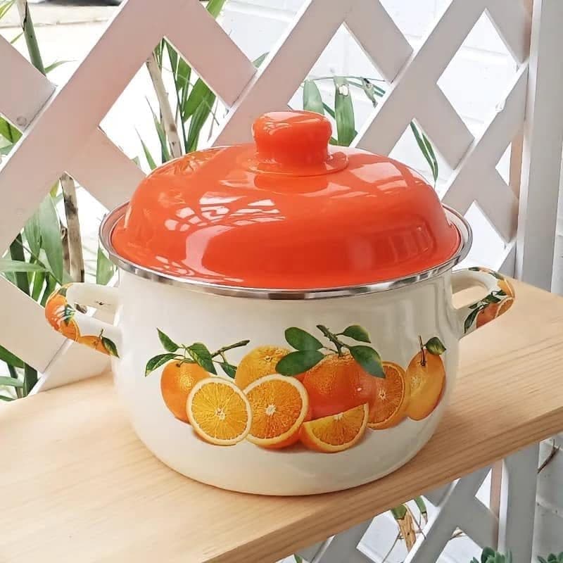 Citrus Grove Enamel Pot