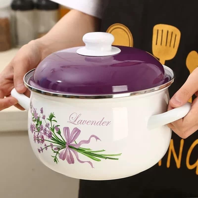 Lavender Enamel Cooking Pot - view 1