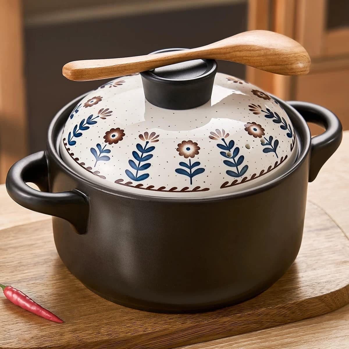 Noir Floral Stockpot - view 1