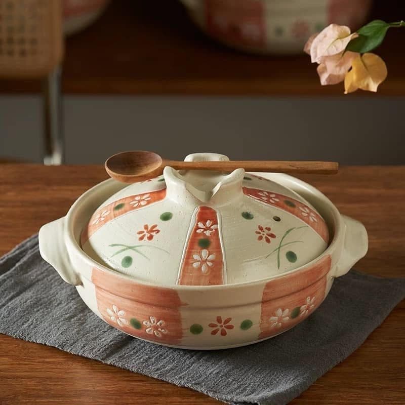 Peach Blossom Enamel Pot