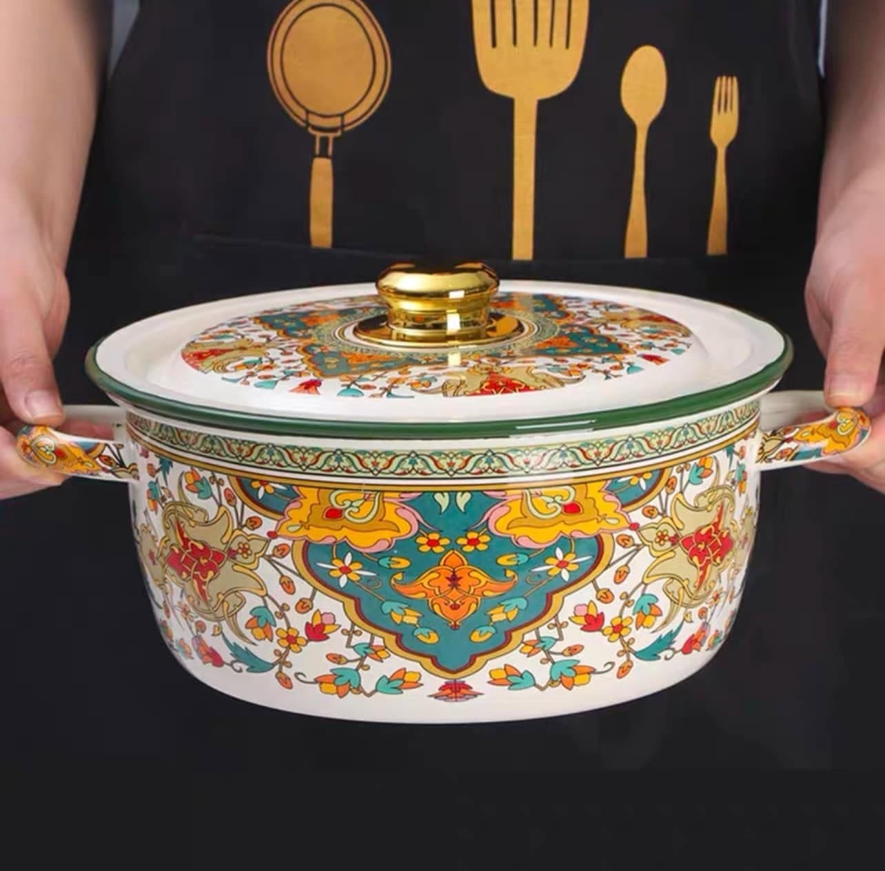 Persian Medallion Enamel Pot