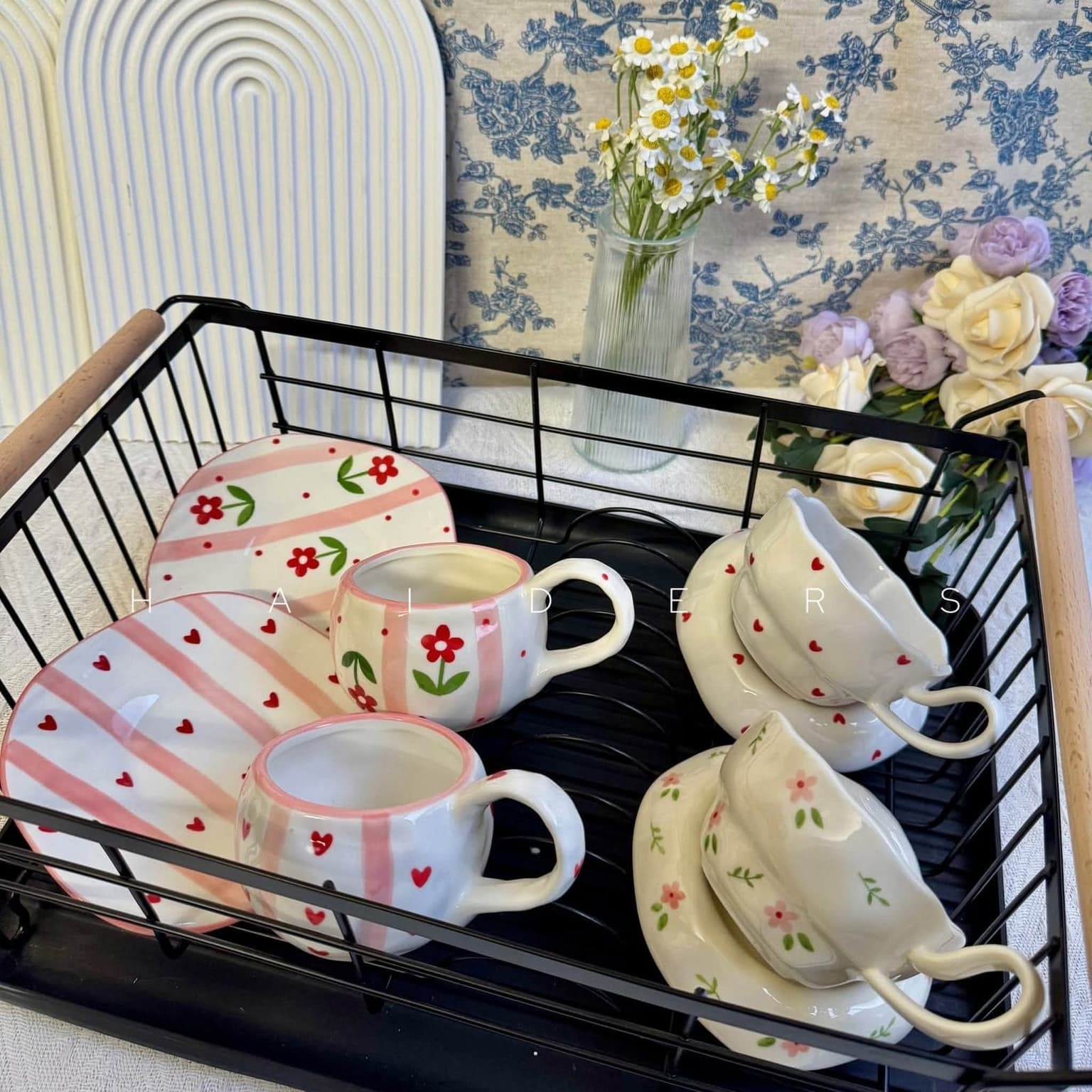 Pink Stripe Tea Cup &amp; Saucer Set