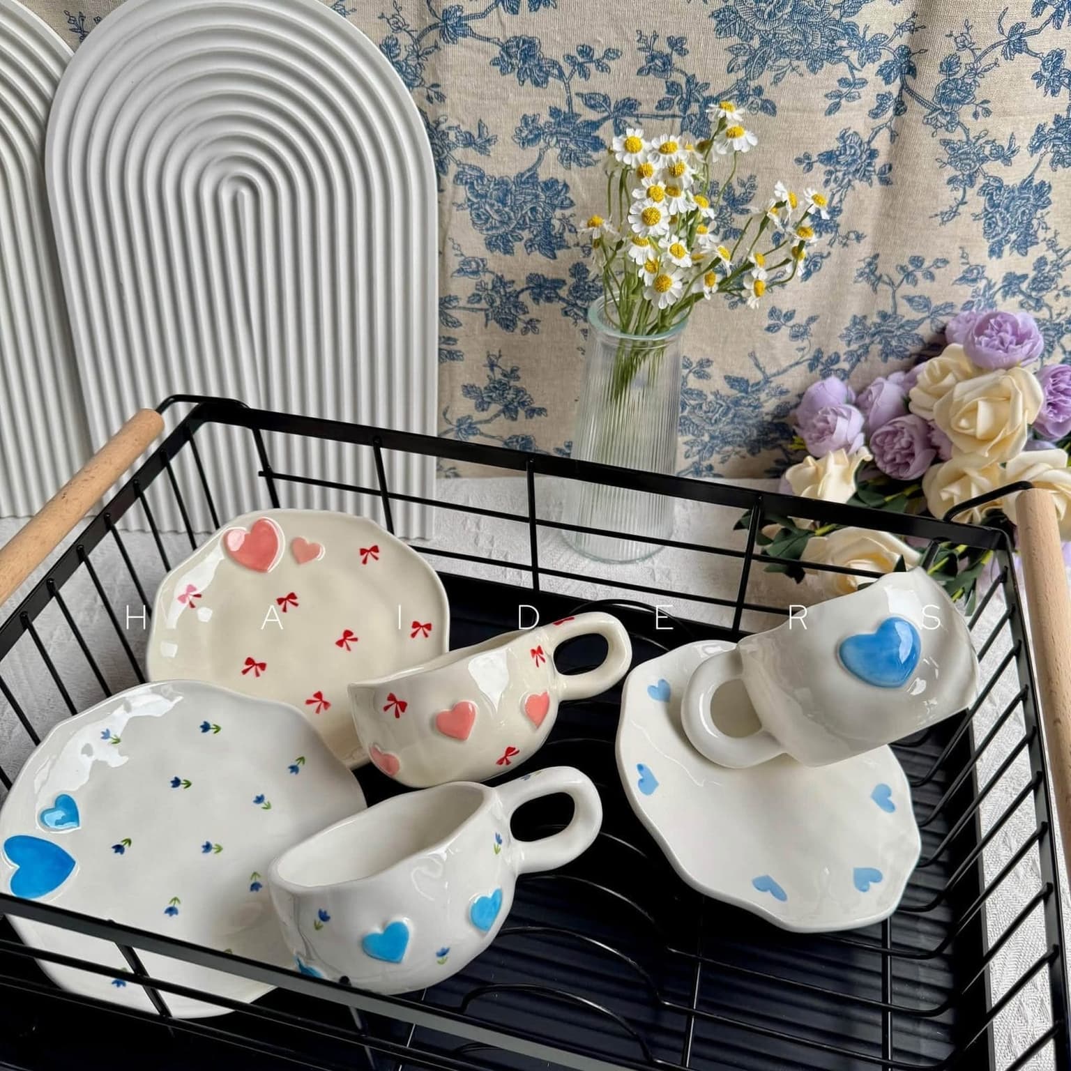 Ribbon Heart Cup &amp; Saucer Set