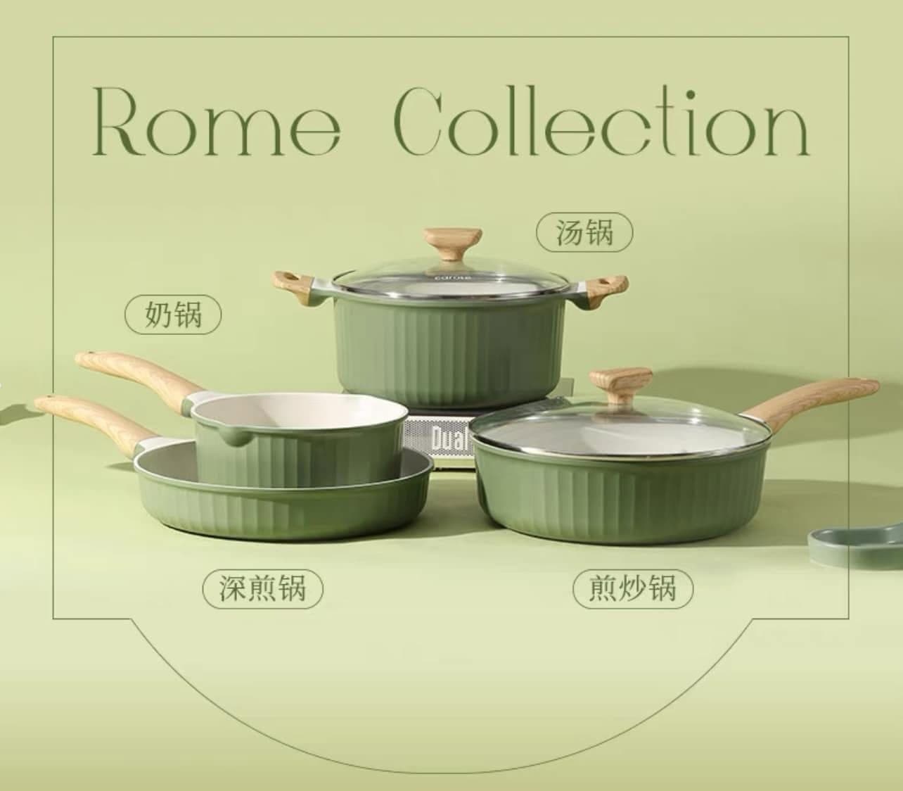 Rome Green Saucepan Set - view 1