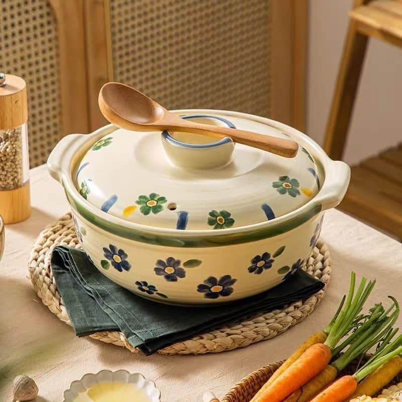 Yellow Bloom Enamel Stockpot